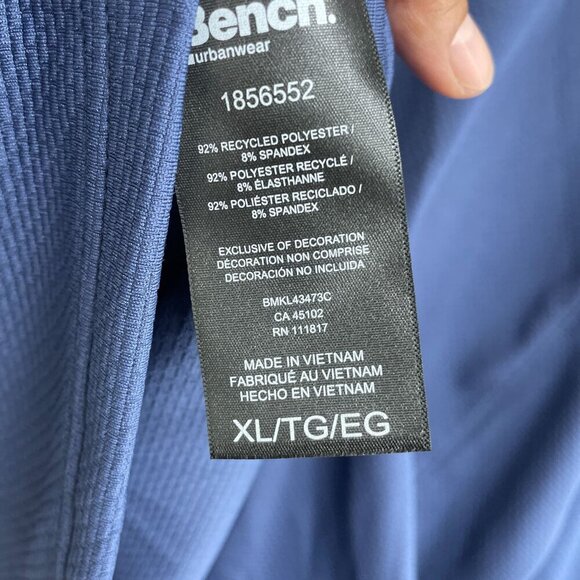 NEW Bench Urbanwear Men's XL Quick Drying Active Sweatshirt Blue Full Zip - Picture 5 of 8